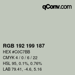 Color code: RGB 192 199 187 | qconv.com
