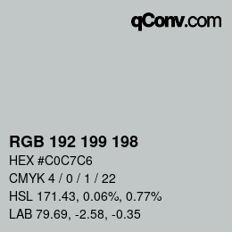 カラーコード: RGB 192 199 198 | qconv.com