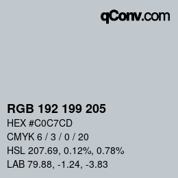Color code: RGB 192 199 205 | qconv.com
