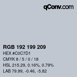 カラーコード: RGB 192 199 209 | qconv.com