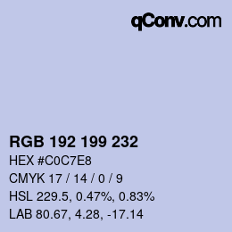 Farbcode: RGB 192 199 232 | qconv.com