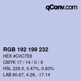 Color code: RGB 192 199 232 | qconv.com