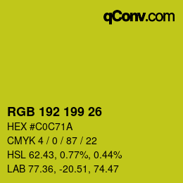 カラーコード: RGB 192 199 26 | qconv.com