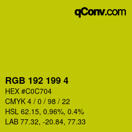 Color code: RGB 192 199 4 | qconv.com