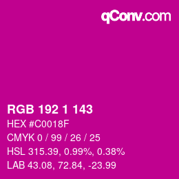 Color code: RGB 192 1 143 | qconv.com