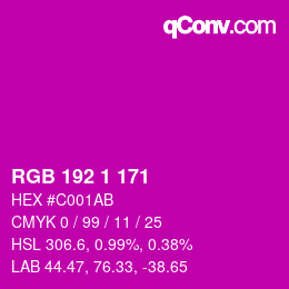 Color code: RGB 192 1 171 | qconv.com