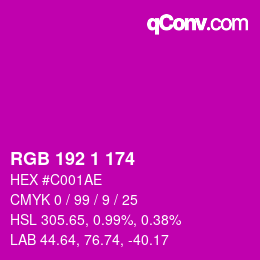 Color code: RGB 192 1 174 | qconv.com