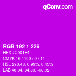 Color code: RGB 192 1 228 | qconv.com
