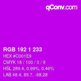 カラーコード: RGB 192 1 233 | qconv.com