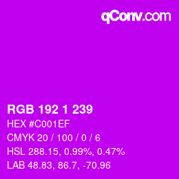 颜色代码: RGB 192 1 239 | qconv.com
