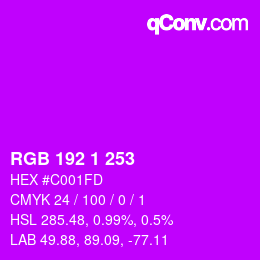 Color code: RGB 192 1 253 | qconv.com