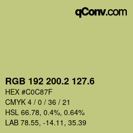 カラーコード: RGB 192 200.2 127.6 | qconv.com