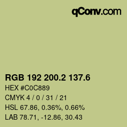 カラーコード: RGB 192 200.2 137.6 | qconv.com