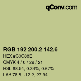カラーコード: RGB 192 200.2 142.6 | qconv.com