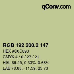 カラーコード: RGB 192 200.2 147 | qconv.com