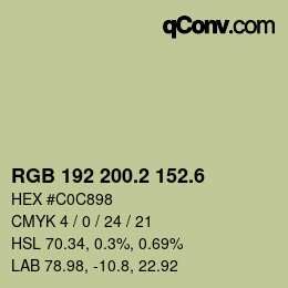 カラーコード: RGB 192 200.2 152.6 | qconv.com