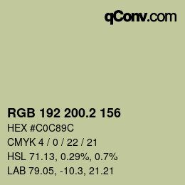 カラーコード: RGB 192 200.2 156 | qconv.com