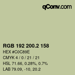 カラーコード: RGB 192 200.2 158 | qconv.com