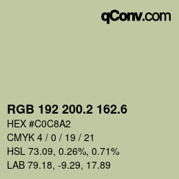 カラーコード: RGB 192 200.2 162.6 | qconv.com