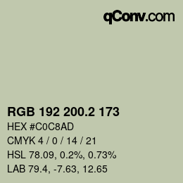 カラーコード: RGB 192 200.2 173 | qconv.com