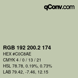 カラーコード: RGB 192 200.2 174 | qconv.com