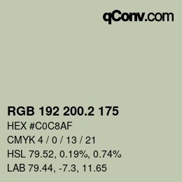 カラーコード: RGB 192 200.2 175 | qconv.com