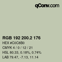 カラーコード: RGB 192 200.2 176 | qconv.com