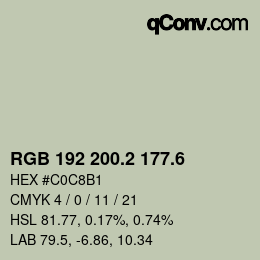 カラーコード: RGB 192 200.2 177.6 | qconv.com