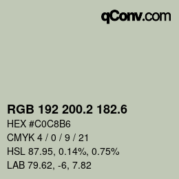 カラーコード: RGB 192 200.2 182.6 | qconv.com