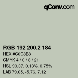 カラーコード: RGB 192 200.2 184 | qconv.com