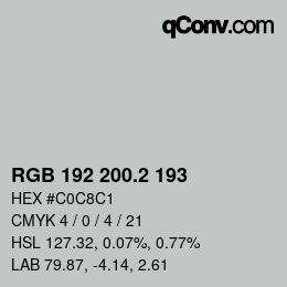 カラーコード: RGB 192 200.2 193 | qconv.com