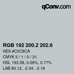 カラーコード: RGB 192 200.2 202.6 | qconv.com