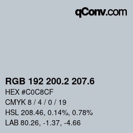 カラーコード: RGB 192 200.2 207.6 | qconv.com