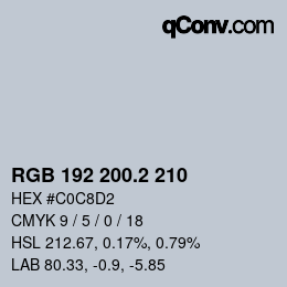 カラーコード: RGB 192 200.2 210 | qconv.com