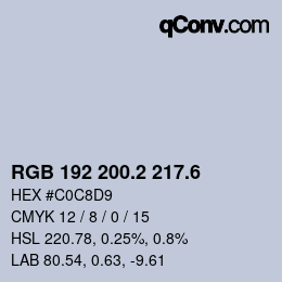 カラーコード: RGB 192 200.2 217.6 | qconv.com