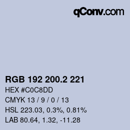 カラーコード: RGB 192 200.2 221 | qconv.com