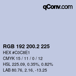 カラーコード: RGB 192 200.2 225 | qconv.com