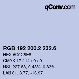 カラーコード: RGB 192 200.2 232.6 | qconv.com