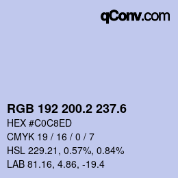 カラーコード: RGB 192 200.2 237.6 | qconv.com