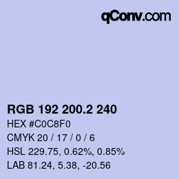 カラーコード: RGB 192 200.2 240 | qconv.com
