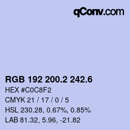 カラーコード: RGB 192 200.2 242.6 | qconv.com
