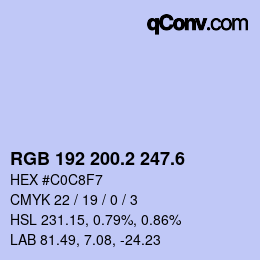 カラーコード: RGB 192 200.2 247.6 | qconv.com