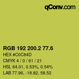 カラーコード: RGB 192 200.2 77.6 | qconv.com