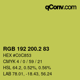 カラーコード: RGB 192 200.2 83 | qconv.com