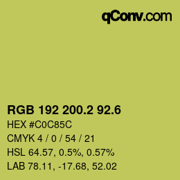 カラーコード: RGB 192 200.2 92.6 | qconv.com