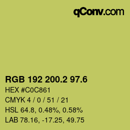 カラーコード: RGB 192 200.2 97.6 | qconv.com