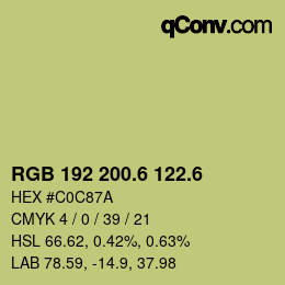 カラーコード: RGB 192 200.6 122.6 | qconv.com