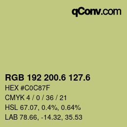 カラーコード: RGB 192 200.6 127.6 | qconv.com