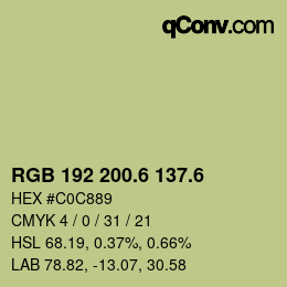 カラーコード: RGB 192 200.6 137.6 | qconv.com