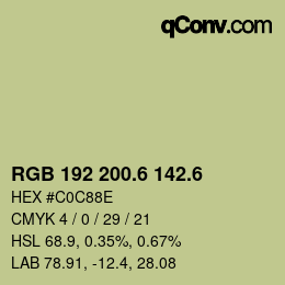 カラーコード: RGB 192 200.6 142.6 | qconv.com